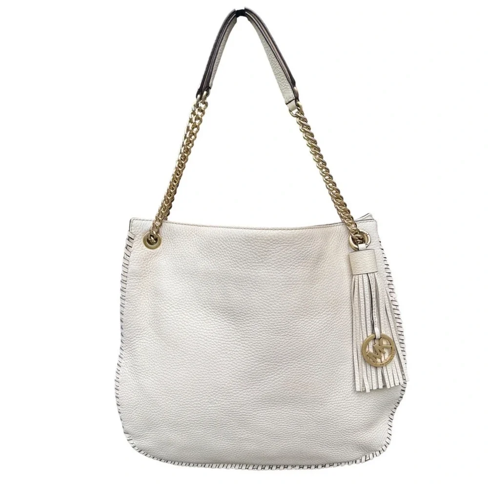 MICHAEL KORS Chelsea Leather Hobo Bag, Whipped Chelsea, Off White